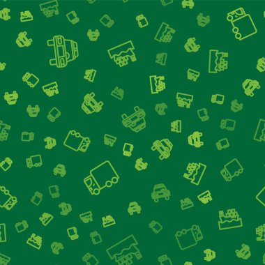 Polis arabası ve teşhirci, kargo kamyonu ve kutuları kusursuz desenli kargo gemisi ayarlayın. Vektör