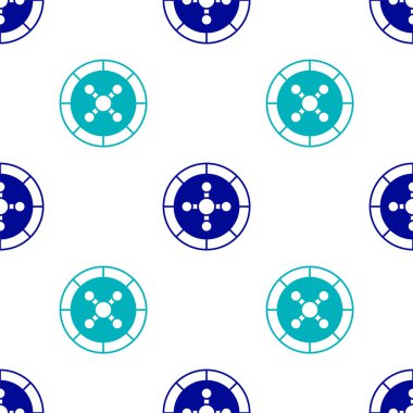 Mavi Kumarhane rulet tekerleği ikonu beyaz arka planda izole edilmiş kusursuz desen. Vektör.