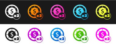 Kumarhane çipleri simgesini siyah beyaz arkaplanda izole et. Kumarhane kumarı. Vektör.