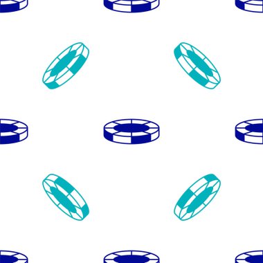 Mavi Kumarhane çipleri simgesi beyaz arka planda izole edilmiş. Kumarhane kumarı. Vektör.