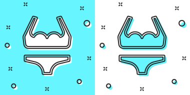 Yeşil ve beyaz arkaplanda siyah çizgi mayo ikonu izole edildi. Rastgele dinamik şekiller. Vektör.