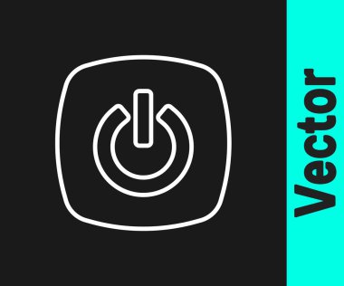 Beyaz çizgi Akıllı ev simgesi siyah arkaplanda izole edildi. Uzaktan kumanda. Vektör.