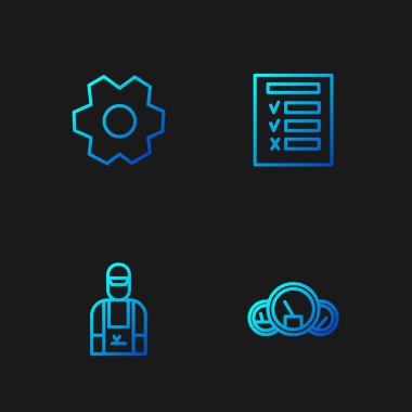 Hız göstergesi, araba tamircisi, dişli ve teftiş ayarlayın. Renk simgeleri. Vektör