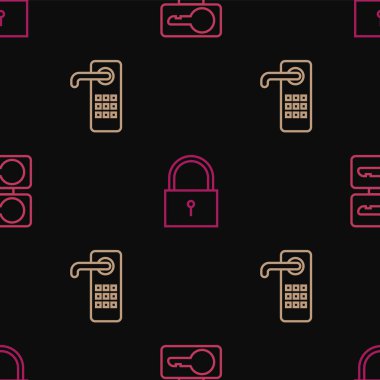 Hat döküm anahtarlarını, dijital kapı kilidini ve kilidi kusursuz desene ayarlayın. Vektör