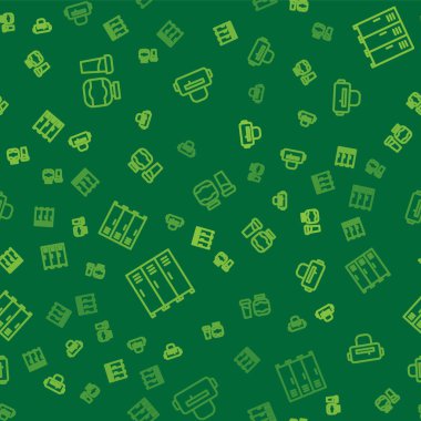 Sports beslenme hattını, soyunma odasını ve çantasını kusursuz bir şekilde ayarla. Vektör