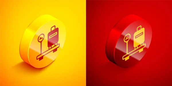 Isometric Scale Suitcase Icon Isolated Orange Red Background Logistic Delivery — Stock Vector