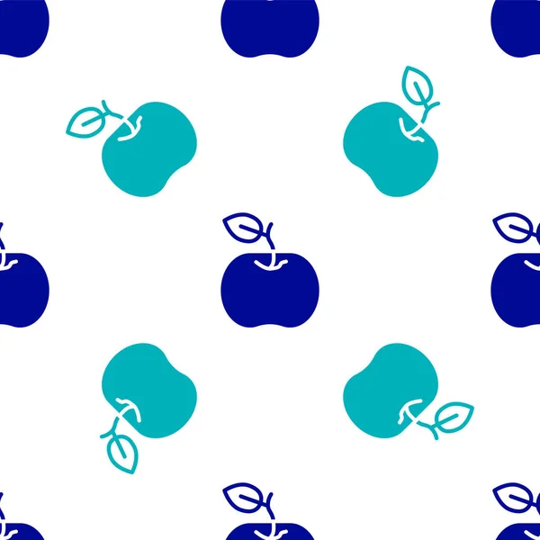 Icône Apple Bleu Isolé Motif Sans Couture Sur Fond Blanc — Image vectorielle