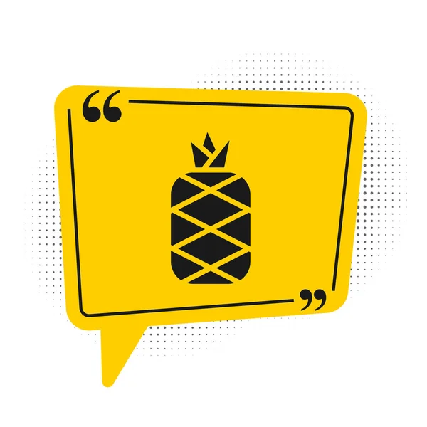 Czarny Ananas Tropikalny Owoc Ikona Izolowane Białym Tle Żółty Symbol — Wektor stockowy