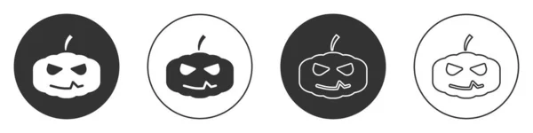 Icono Calabaza Negra Aislado Sobre Fondo Blanco Feliz Fiesta Halloween — Vector de stock