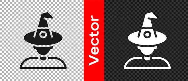 Zwarte Heks Pictogram Geïsoleerd Transparante Achtergrond Gelukkig Halloween Feest Vector — Stockvector