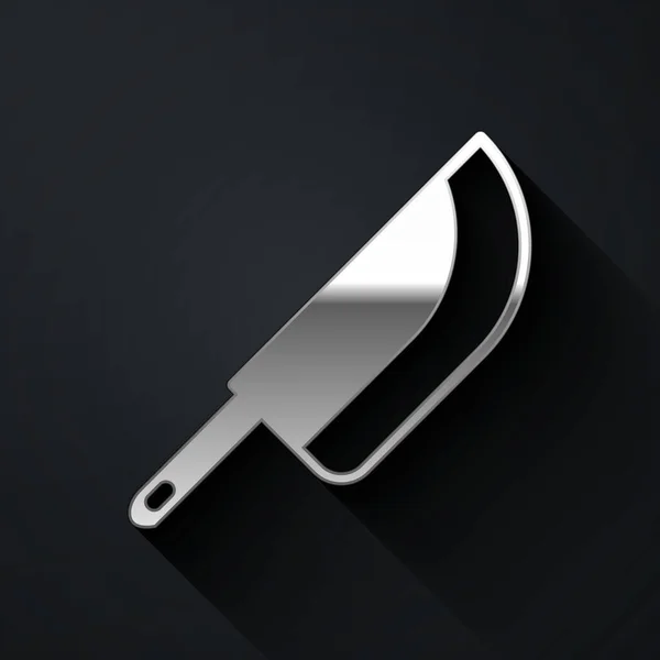 Silver Knife Icoon Geïsoleerd Zwarte Achtergrond Bestek Symbool Gelukkig Halloween — Stockvector