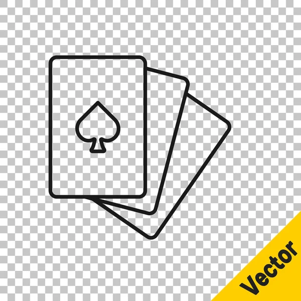 Black Line Deck Playing Cards Icon Isolated Transparent Background Casino — Stock Vector