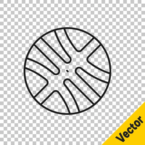 Icône Balle Basket Ligne Noire Isolée Sur Fond Transparent Symbole — Image vectorielle