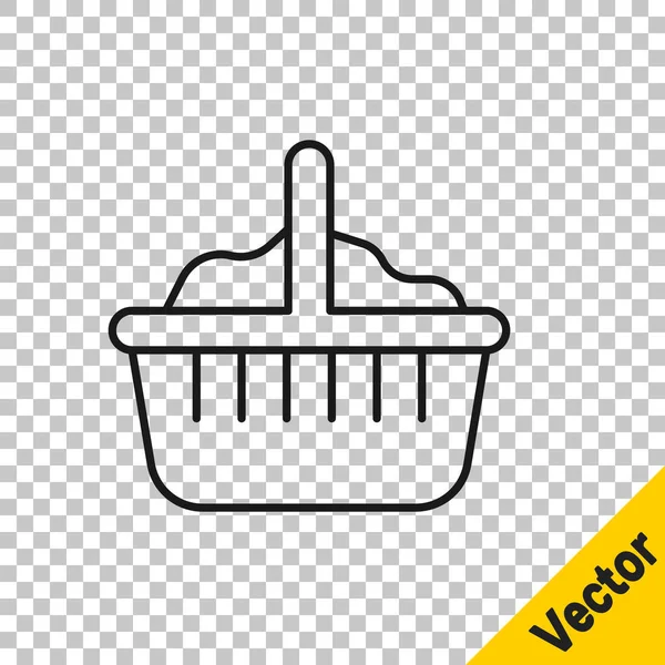 Schwarze Linie Basket Symbol Isoliert Auf Transparentem Hintergrund Frohe Ostern — Stockvektor