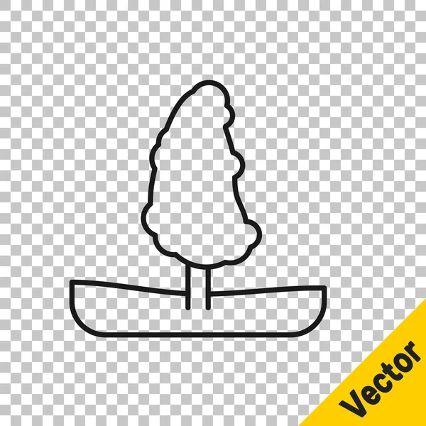 Черная Линия Дерево Значок Изолирован Прозрачном Фоне Символ Леса Вектор — стоковый вектор