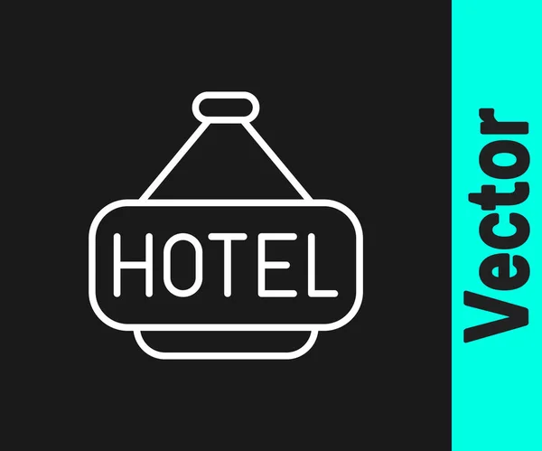 Weiße Linie Signboard Außenwerbung Mit Text Hotel Symbol Isoliert Auf — Stockvektor