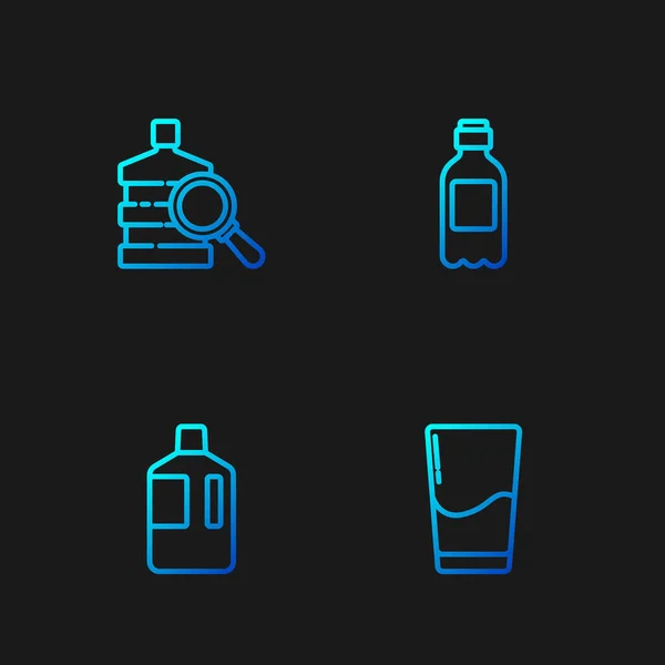 Set Line Glas Mit Wasser Große Flasche Sauber Und Flasche — Stockvektor