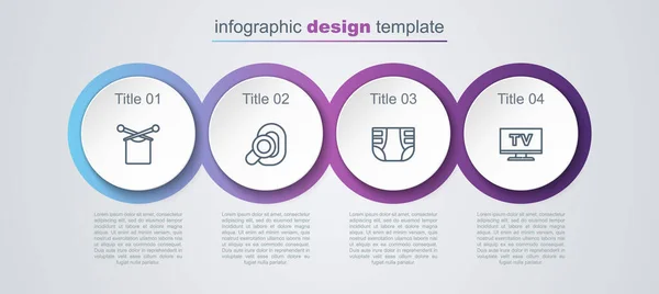 Set Line Tejer Audífono Pañal Para Adultos Smart Plantilla Infografía — Vector de stock