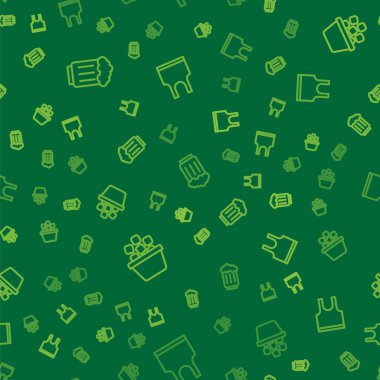 Sıraya dizilmiş tahta bira bardağı, buz kovası ve kolsuz tişört, pürüzsüz desenli. Vektör