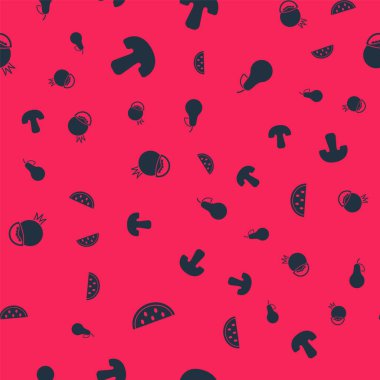 Karpuz, mantar, domates ve armudu pürüzsüz bir kalıba sokun. Vektör