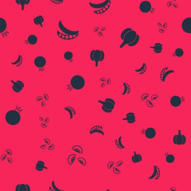 Domates, bezelye ve sarımsağı pürüzsüz desene ayır. Vektör