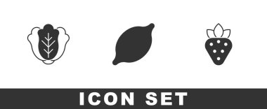 Lahana, Limon ve Çilek ikonu. Vektör