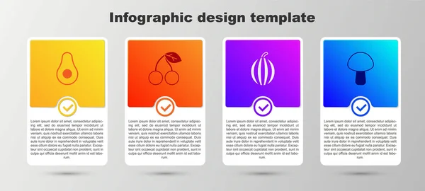 Definir Frutas Abacate Cereja Melancia Cogumelos Modelo Infográfico Negócios Vetor — Vetor de Stock