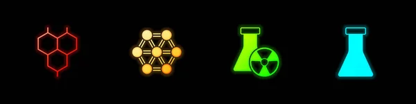 Встановити Хімічну Формулу Молекулу Випромінення Тестової Трубки Ікону Колби Вектор — стоковий вектор