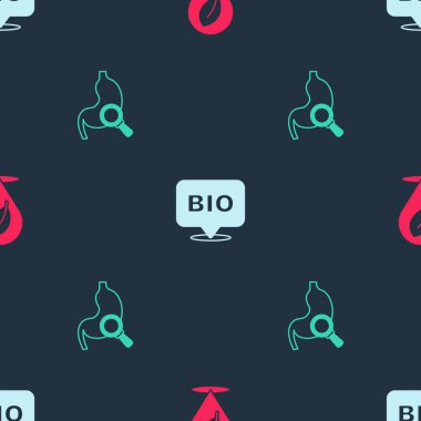 Yapraklı, biyo-sağlıklı yiyecekler ve kusursuz bir şekilde büyüteç yerleştirin. Vektör