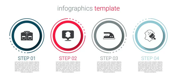 Set Camicia Cuoio Ferro Stiro Elettrico Modello Infografica Aziendale Vettore — Vettoriale Stock