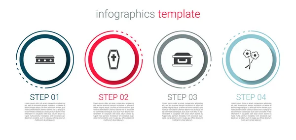 Set Coffin Con Croce Fiore Modello Infografica Aziendale Vettore — Vettoriale Stock