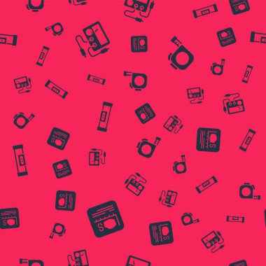 Alan ölçümünü, multimetreyi, voltmetreyi, inşaat baloncuğu seviyesini ve rulet yapısını pürüzsüz bir şablona ayarla. Vektör