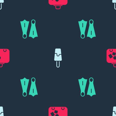 Bavul, dondurma ve lastik paletleri kusursuz bir şekilde yüzmek için hazırlayın. Vektör