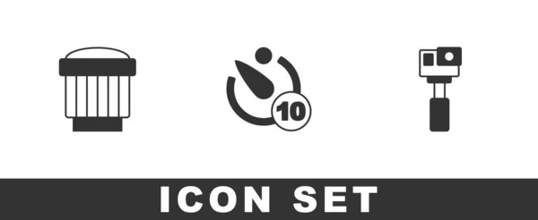 Fotolens Timer Actiecamera Icoon Instellen Vector — Stockvector