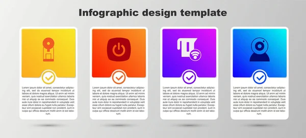 Nastavte Smart Kávovar Domácí Varnou Konvici Webovou Kameru Obchodní Infografická — Stockový vektor
