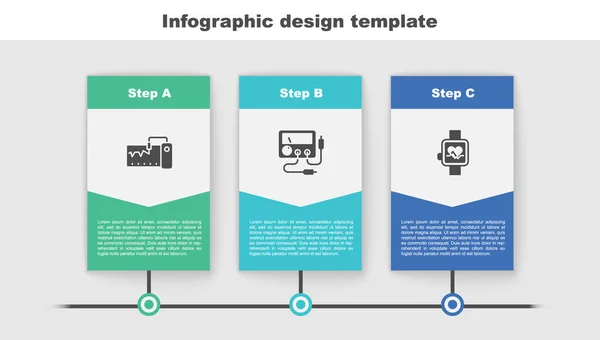 Set Instrumento Medición Multímetro Voltímetro Reloj Inteligente Plantilla Infografía Empresarial — Vector de stock