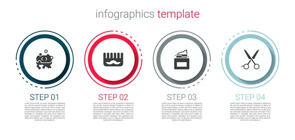 Накладіть Мило Піною Перукарнею Кремовим Косметичним Глечиком Перукарем Інфографічний Шаблон — стоковий вектор