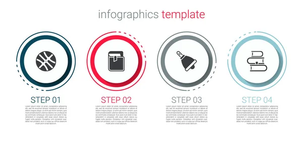 Set Baloncesto Pelota Libro Timbre Timbre Plantilla Infografía Empresarial Vector — Archivo Imágenes Vectoriales