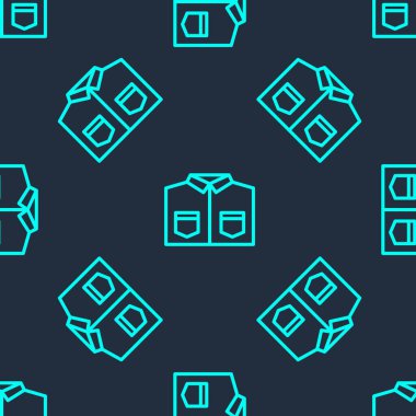 Yeşil çizgi tişört ikonu mavi arka planda kusursuz desen izole etti. Vektör.