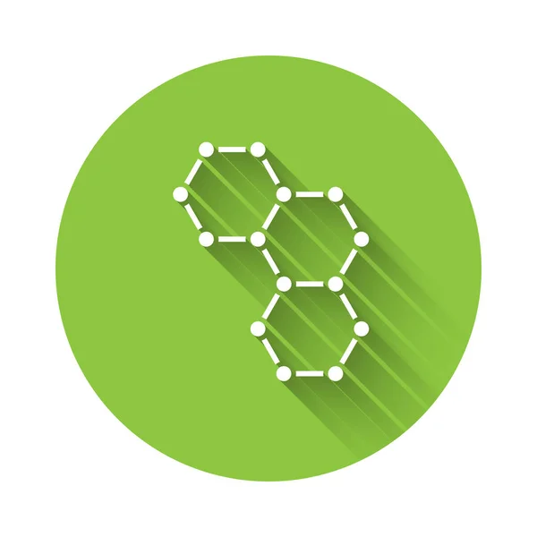 White Chemical Formule Icoon Geïsoleerd Met Lange Schaduw Abstract Zeshoek — Stockvector