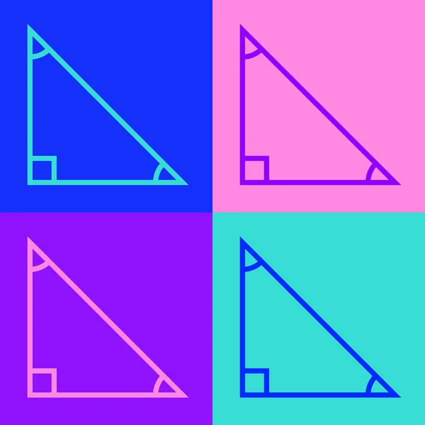 Pop Konst Linje Triangel Matematik Ikon Isolerad Färg Bakgrund Vektor — Stock vektor