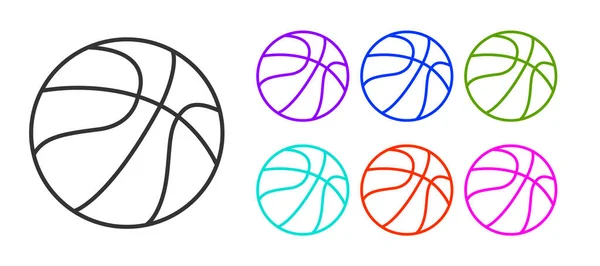 Icono Pelota Baloncesto Línea Negra Aislado Sobre Fondo Blanco Símbolo — Vector de stock