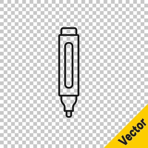 Black Line Marker Pen Icon Isolated Transparent Background Vector — Stock Vector