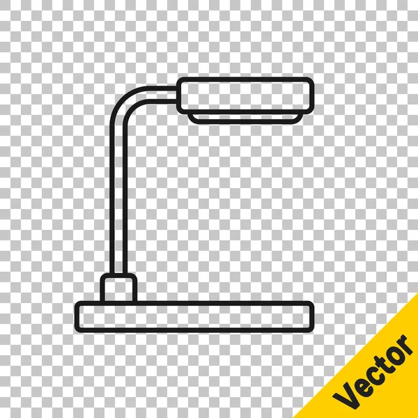 Línea Negra Icono Lámpara Mesa Aislado Sobre Fondo Transparente Vector — Archivo Imágenes Vectoriales