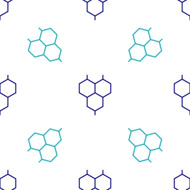 Mavi Kimyasal Formül simgesi beyaz arkaplanda izole edilmiş kusursuz desen. Yenilikçi tıp, sağlık, araştırma ve bilim için soyut altıgen. Vektör.