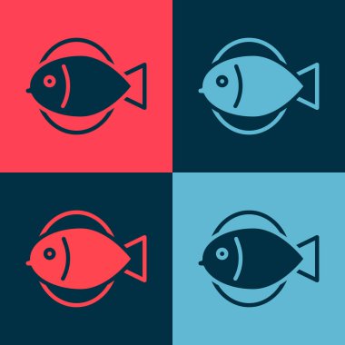 Pop Art Fish simgesi renk arkaplanında izole edilmiş. Vektör.