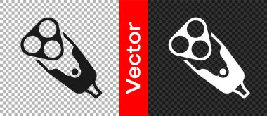 Şeffaf arka planda izole edilmiş erkek simgesi için siyah elektrikli tıraş bıçağı. Elektrikli tıraş makinesi. Vektör.