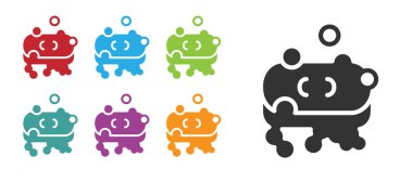 Beyaz zemin üzerinde köpük simgesi olan siyah sabun kalıbı. Köpüklü sabun çubuğu. Simgeleri renklendirin. Vektör.