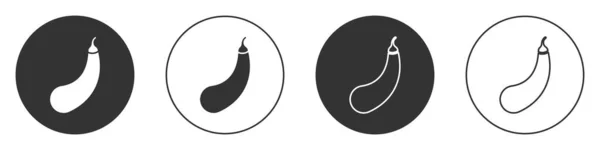 Zwarte Aubergine Icoon Geïsoleerd Witte Achtergrond Cirkelknoop Vector — Stockvector