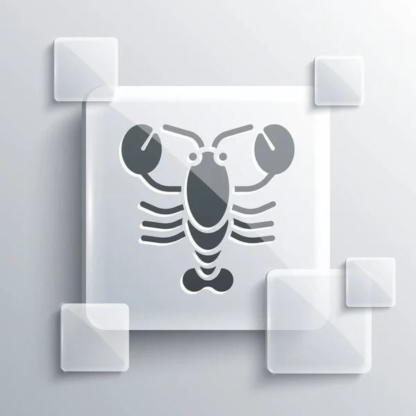 Grey Lobster Icon Isolated Grey Background Square Glass Panels Vector — Stock Vector